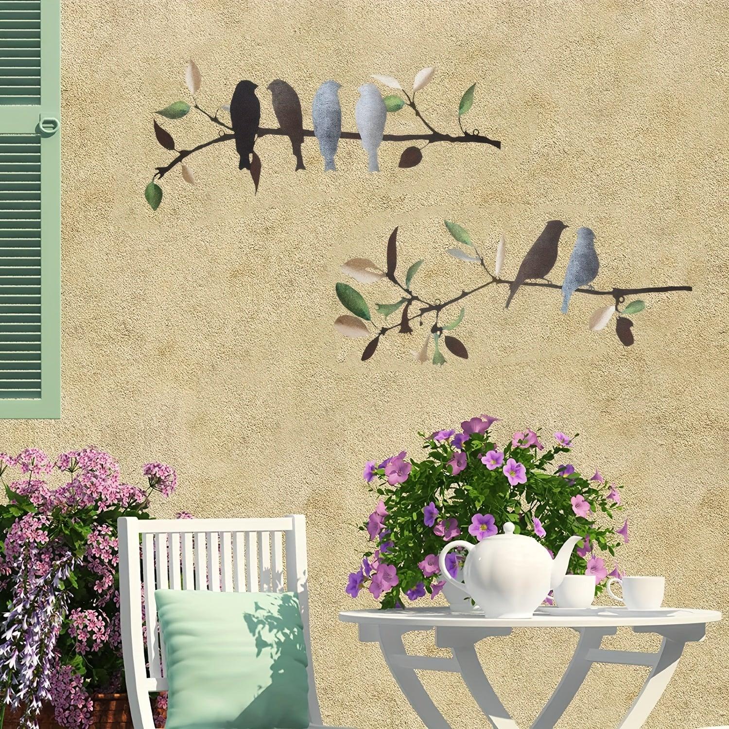S Rustic Metal Birds on Branch Wall Decoration Kit - Detachable, Reusable, Pre-pasted Hanging Wall Art... - House Of Avana