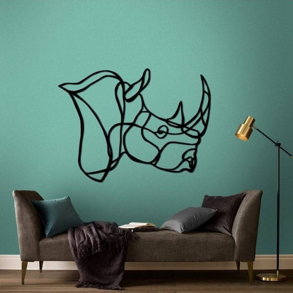 Rhino Head Metal Wall Decor, Rhino Wall Art, Rhinoceros Gift, One Line Wall Art, African Home Decor,... - House Of Avana