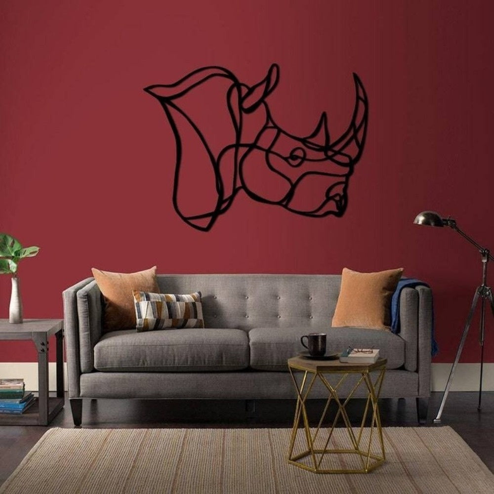 Rhino Head Metal Wall Decor, Rhino Wall Art, Rhinoceros Gift, One Line Wall Art, African Home Decor,... - House Of Avana