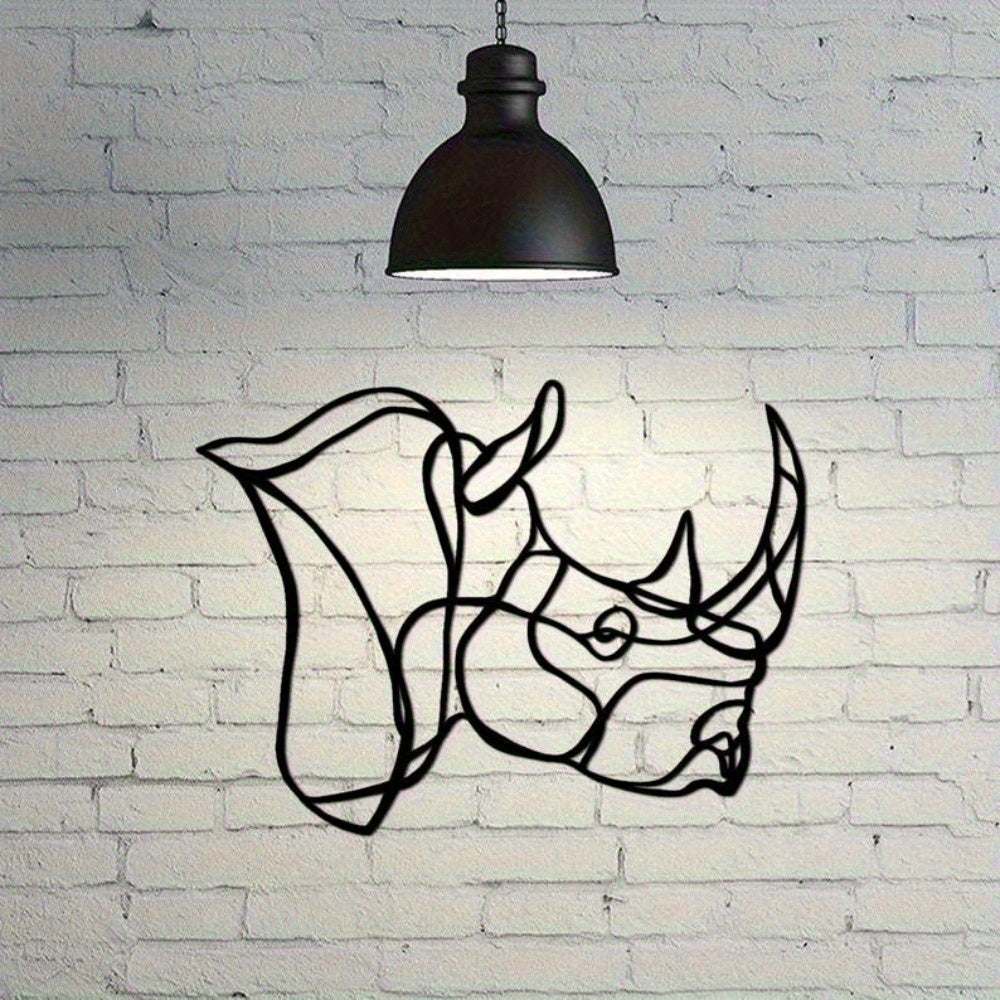 Rhino Head Metal Wall Decor, Rhino Wall Art, Rhinoceros Gift, One Line Wall Art, African Home Decor,... - House Of Avana