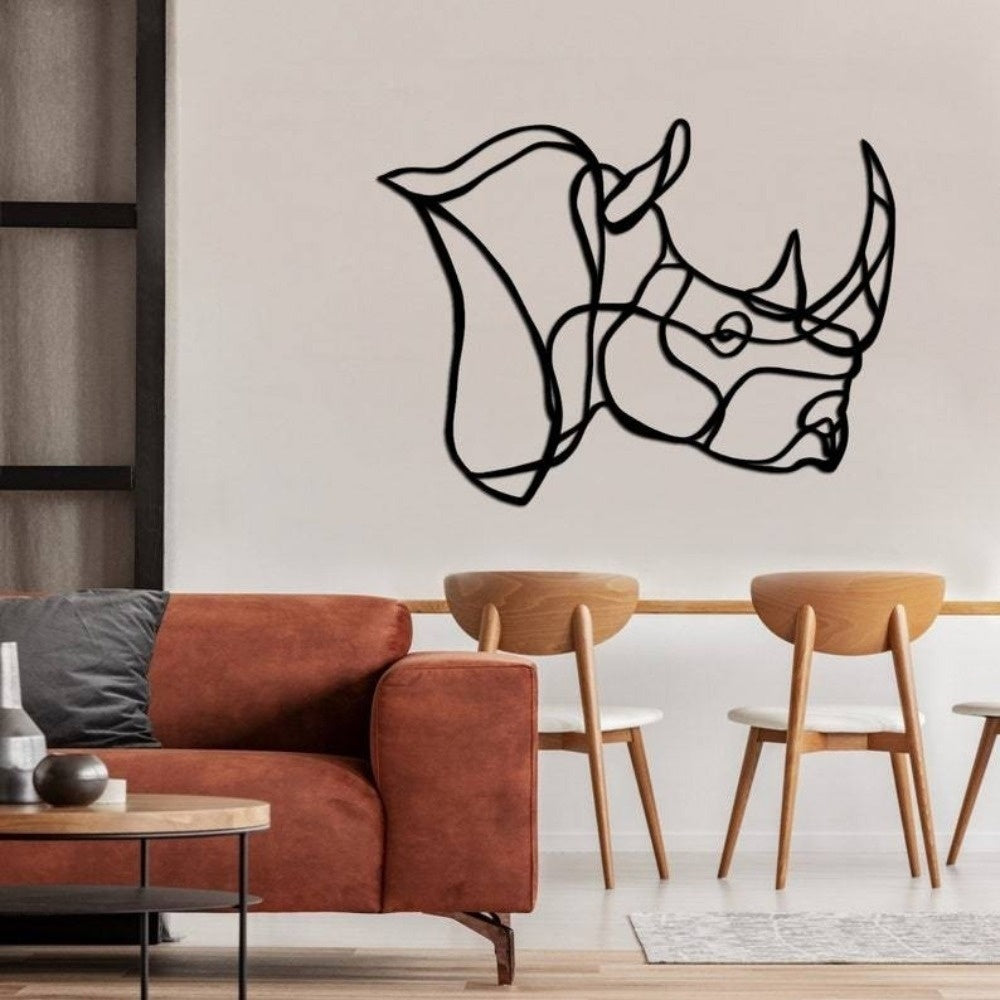 Rhino Head Metal Wall Decor, Rhino Wall Art, Rhinoceros Gift, One Line Wall Art, African Home Decor,... - House Of Avana