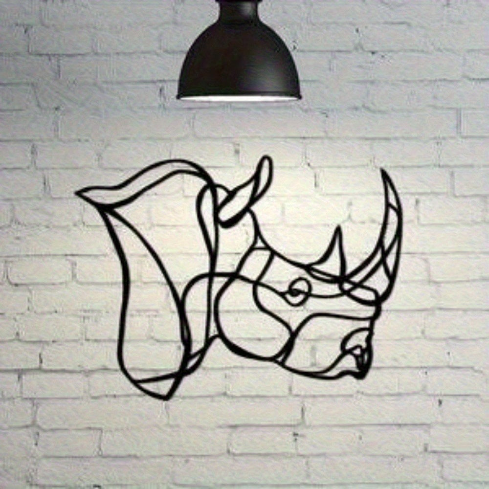Rhino Head Metal Wall Decor, Rhino Wall Art, Rhinoceros Gift, One Line Wall Art, African Home Decor,... - House Of Avana
