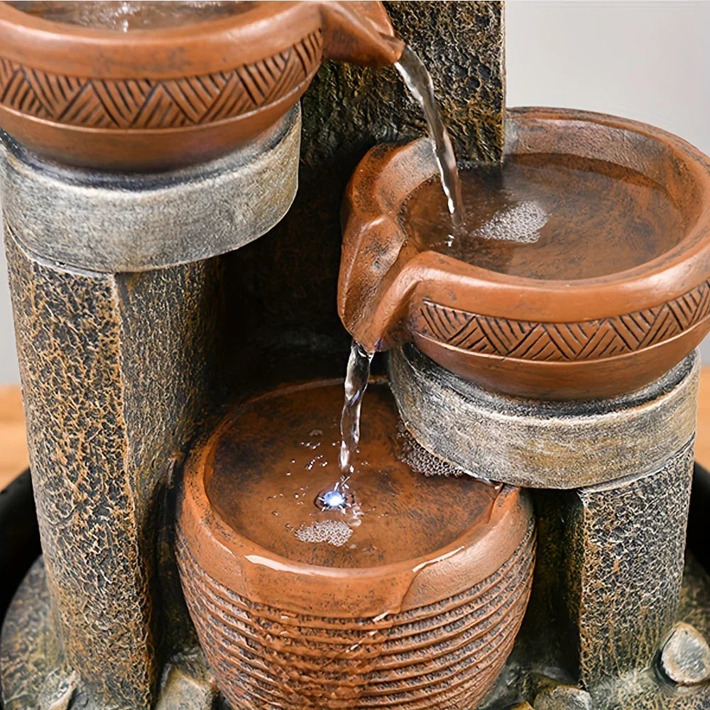 4-tier Indoor Tabletop Waterfall Fountain with Led Lights Desktop Fountains Calming Sound for Home... - House Of Avana