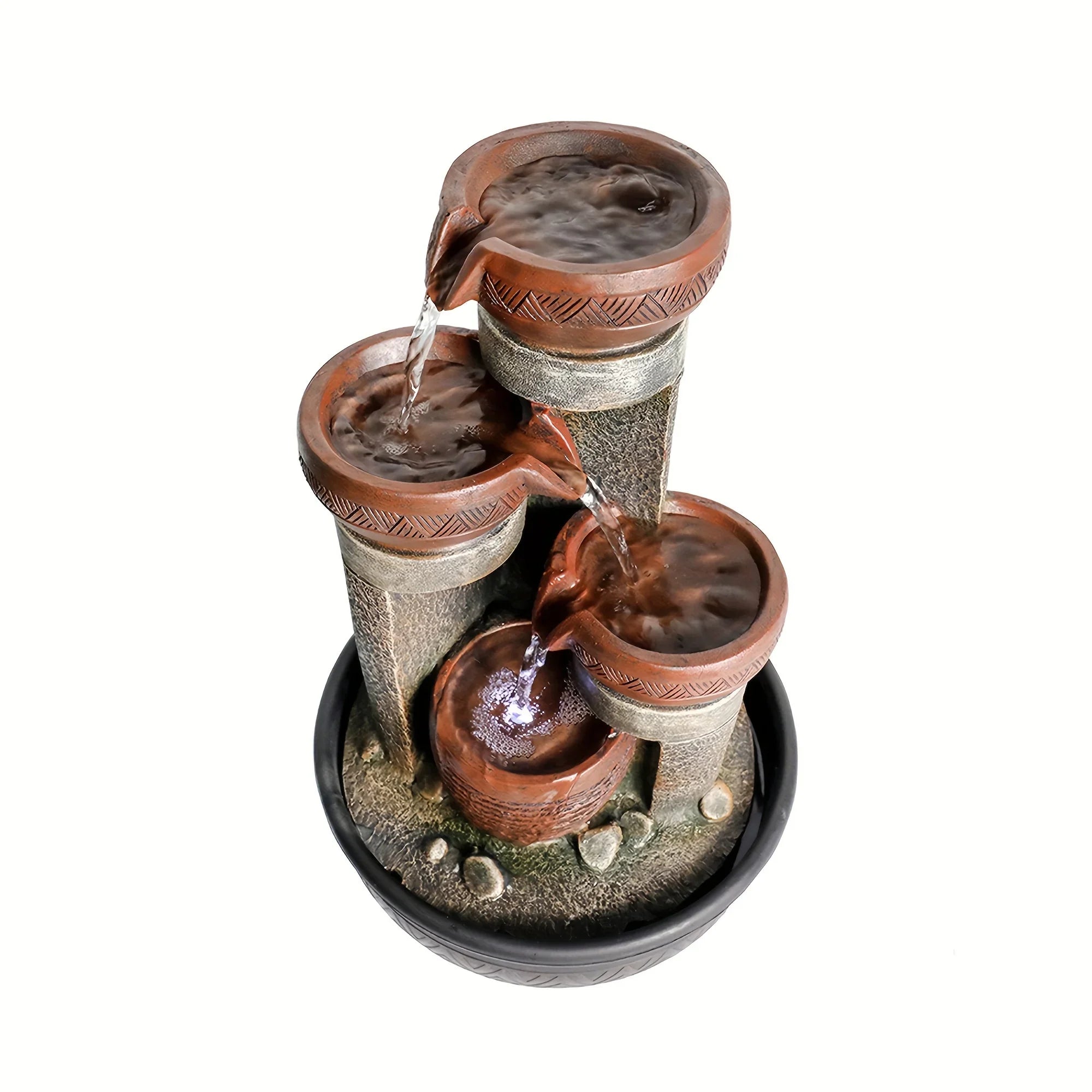 4-tier Indoor Tabletop Waterfall Fountain with Led Lights Desktop Fountains Calming Sound for Home... - House Of Avana