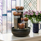 4-tier Indoor Tabletop Waterfall Fountain with Led Lights Desktop Fountains Calming Sound for Home... - House Of Avana