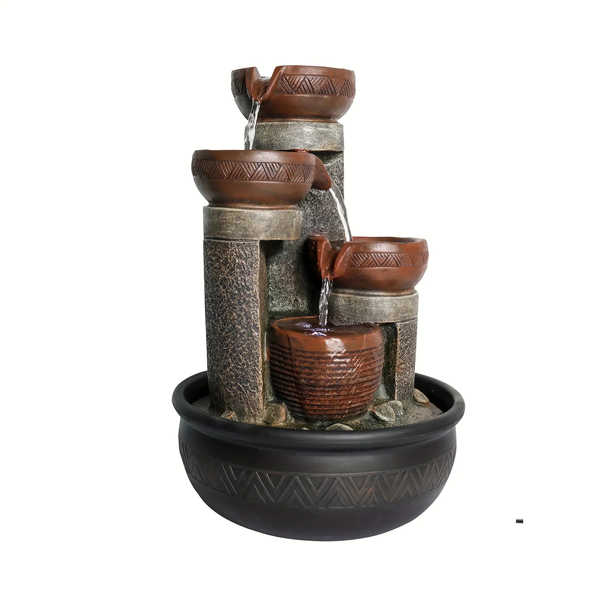 4-tier Indoor Tabletop Waterfall Fountain with Led Lights Desktop Fountains Calming Sound for Home... - House Of Avana