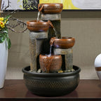 4-tier Indoor Tabletop Waterfall Fountain with Led Lights Desktop Fountains Calming Sound for Home... - House Of Avana