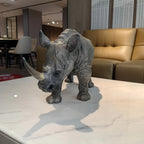 Home Decor Sculpture, Large Size, Realistic Rhinoceros Statue, Handcrafted, Measuring 20.5 Inches Long... - House Of Avana