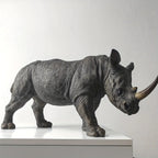 Home Decor Sculpture, Large Size, Realistic Rhinoceros Statue, Handcrafted, Measuring 20.5 Inches Long... - House Of Avana