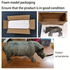 Home Decor Sculpture, Large Size, Realistic Rhinoceros Statue, Handcrafted, Measuring 20.5 Inches Long... - House Of Avana