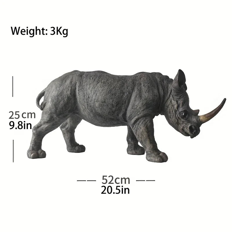 Home Decor Sculpture, Large Size, Realistic Rhinoceros Statue, Handcrafted, Measuring 20.5 Inches Long... - House Of Avana