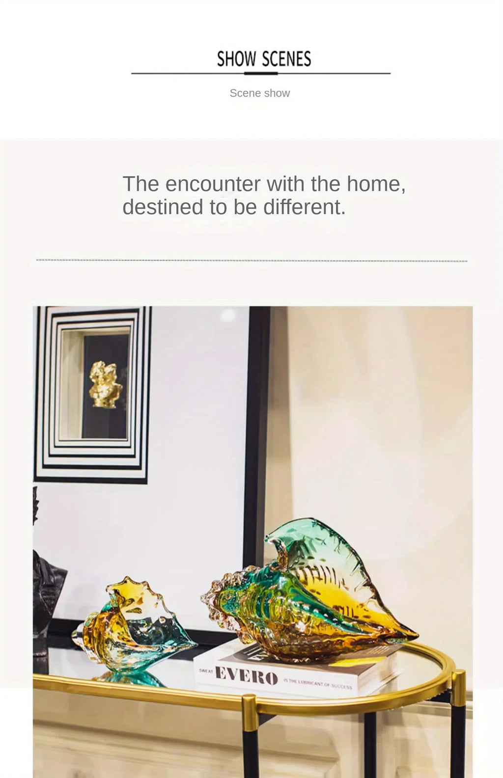 Handmade Glass Conch Art Decoration, Ocean Series Home Decor, Collectible Handmade Art Sculpture, Party... - House Of Avana