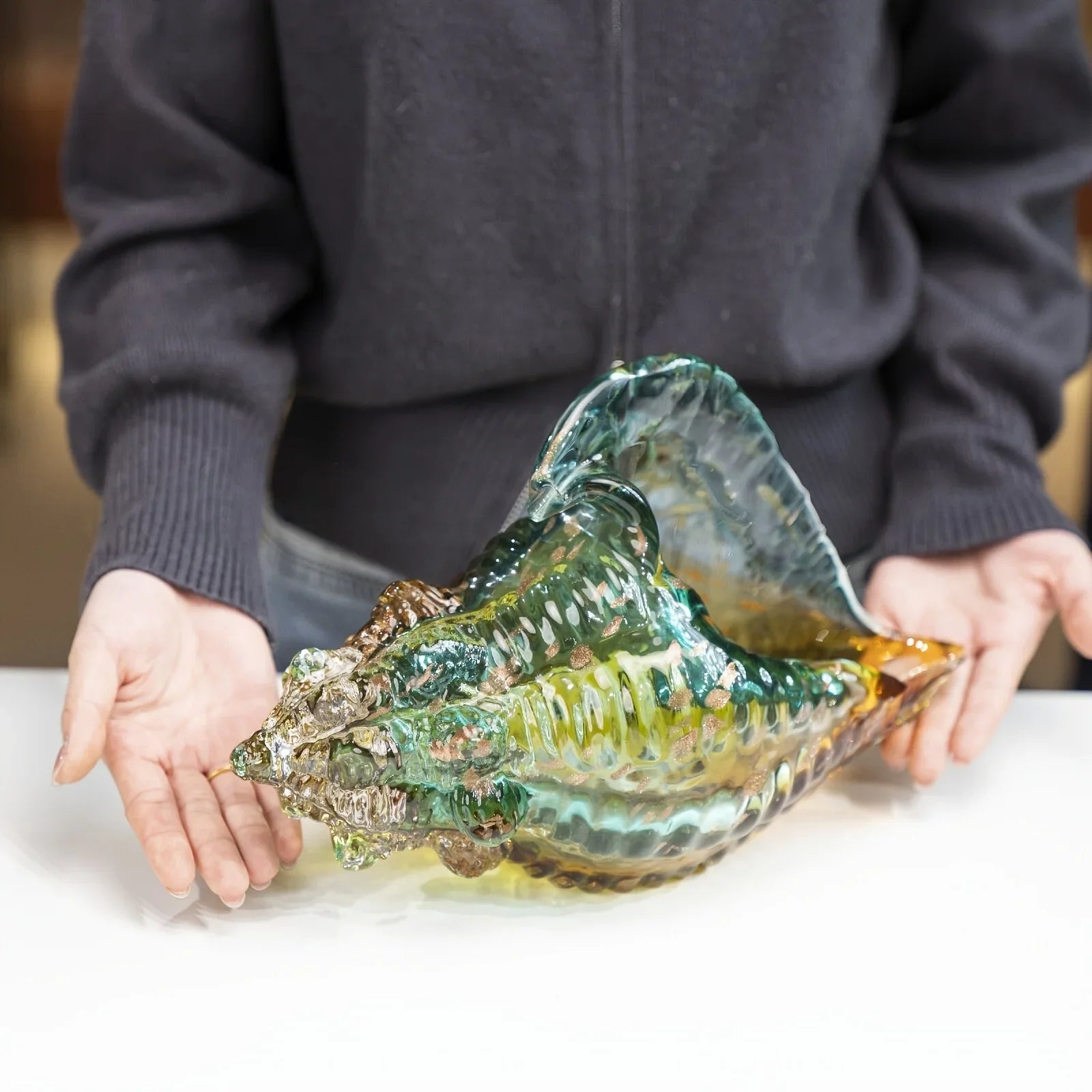 Handmade Glass Conch Art Decoration, Ocean Series Home Decor, Collectible Handmade Art Sculpture, Party... - House Of Avana