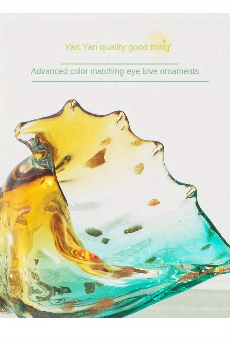 Handmade Glass Conch Art Decoration, Ocean Series Home Decor, Collectible Handmade Art Sculpture, Party... - House Of Avana