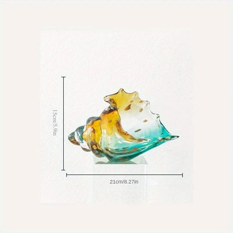 Handmade Glass Conch Art Decoration, Ocean Series Home Decor, Collectible Handmade Art Sculpture, Party... - House Of Avana