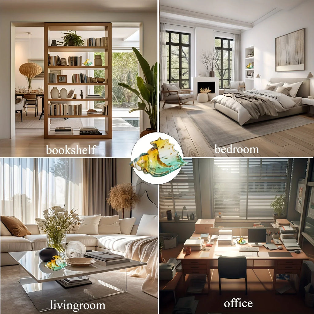 Handmade Glass Conch Art Decoration, Ocean Series Home Decor, Collectible Handmade Art Sculpture, Party... - House Of Avana