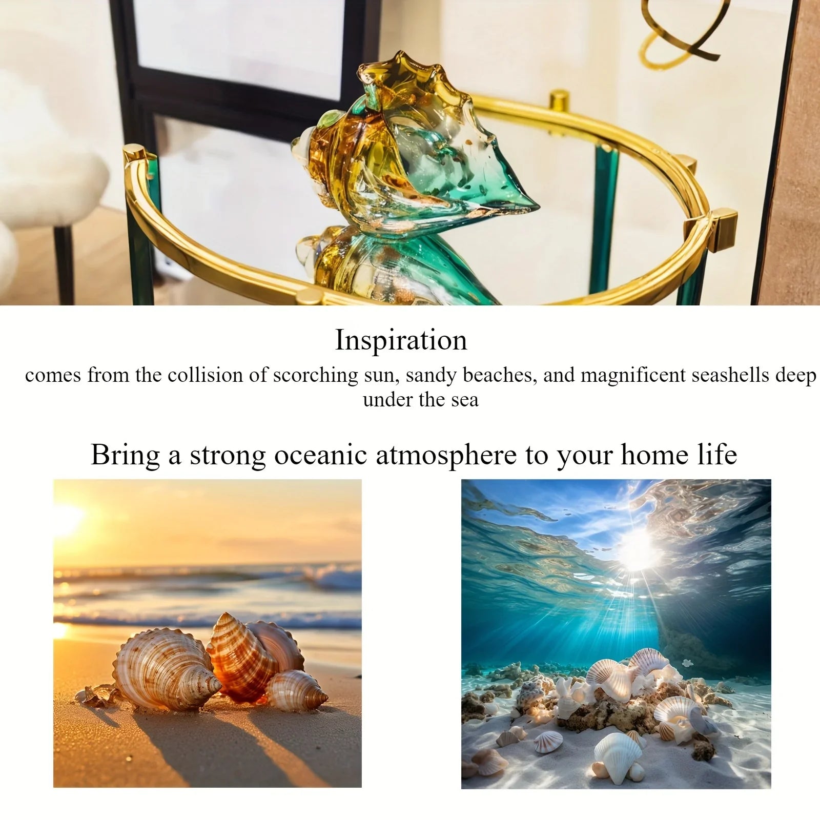 Handmade Glass Conch Art Decoration, Ocean Series Home Decor, Collectible Handmade Art Sculpture, Party... - House Of Avana