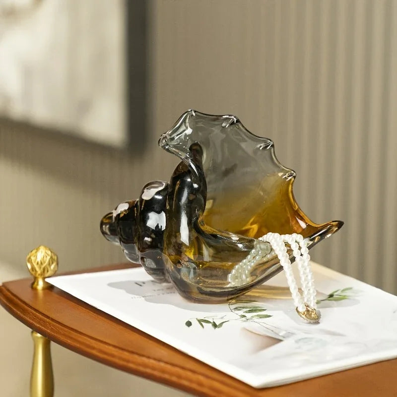 Handmade Glass Conch Art Decoration, Ocean Series Home Decor, Collectible Handmade Art Sculpture, Party... - House Of Avana