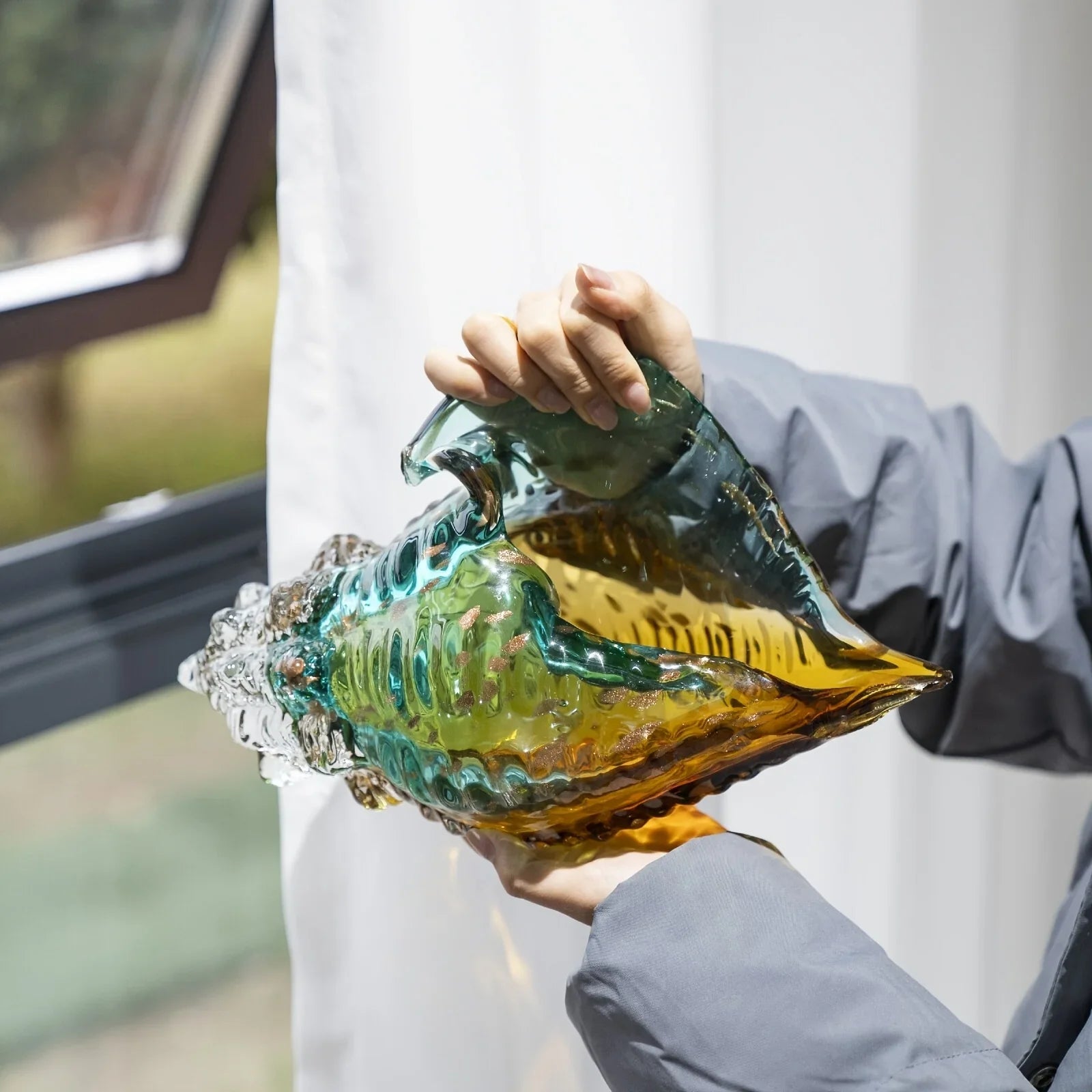 Handmade Glass Conch Art Decoration, Ocean Series Home Decor, Collectible Handmade Art Sculpture, Party... - House Of Avana