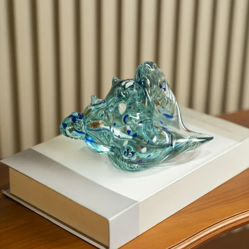 Handmade Glass Conch Art Decoration, Ocean Series Home Decor, Collectible Handmade Art Sculpture, Party... - House Of Avana