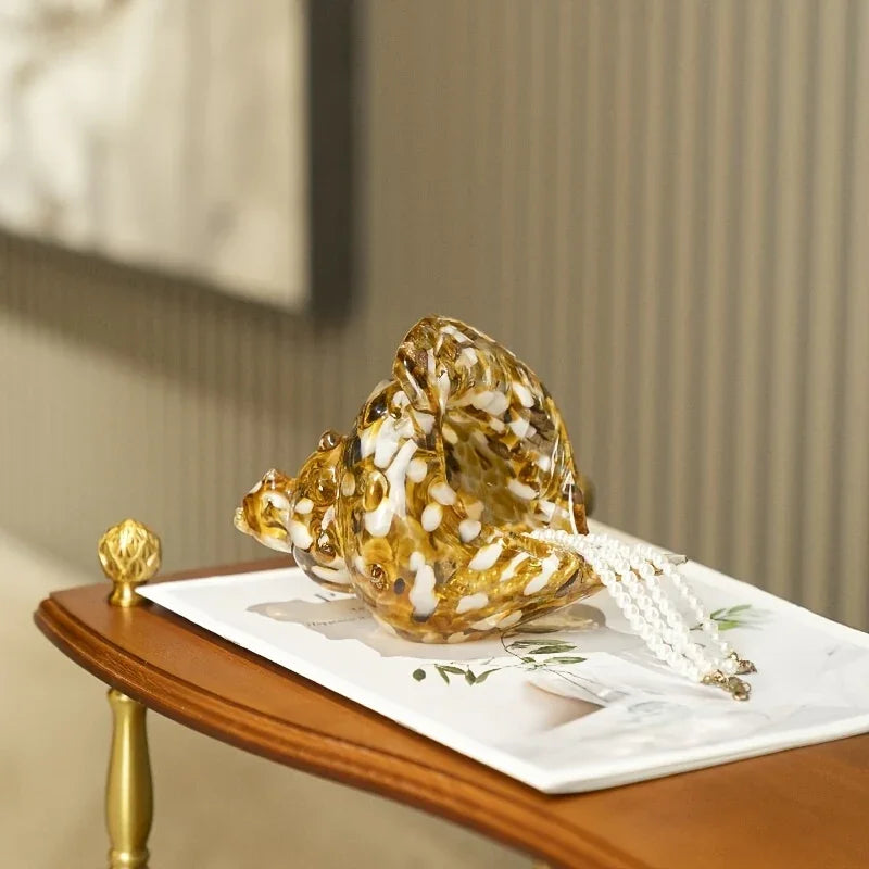 Handmade Glass Conch Art Decoration, Ocean Series Home Decor, Collectible Handmade Art Sculpture, Party... - House Of Avana