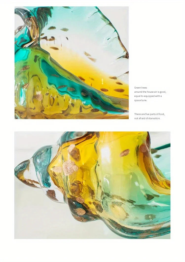 Handmade Glass Conch Art Decoration, Ocean Series Home Decor, Collectible Handmade Art Sculpture, Party... - House Of Avana