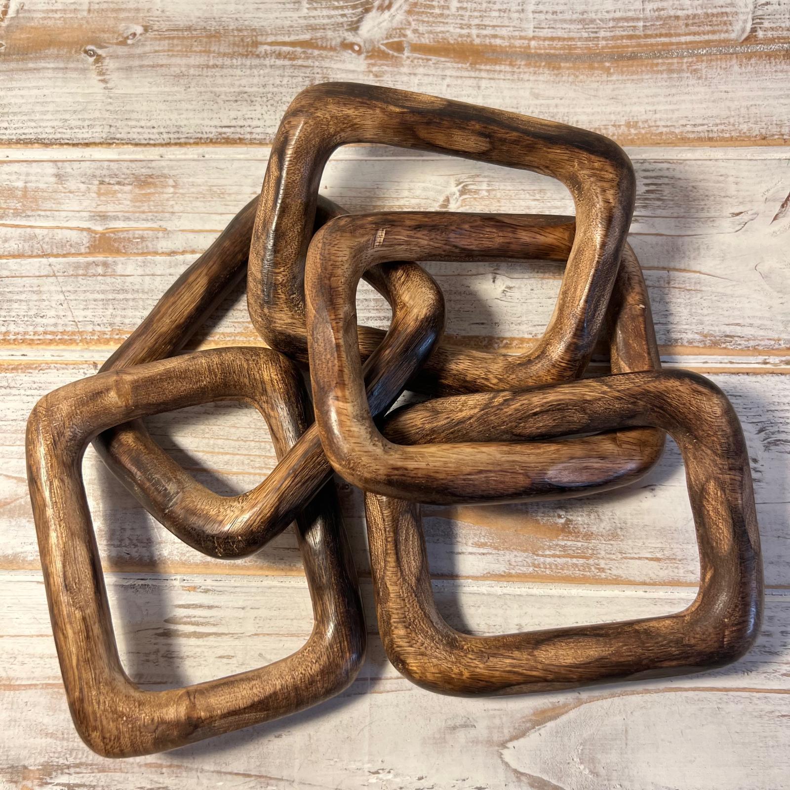 Rustic Wooden Rectangular 5-link Chain Ornament for Home Decor, Ideal for Living Room, Shelf, and Coffee... - House Of Avana