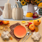 S Hand-carved Paulownia Wood Pumpkins - 6.5" & 4.5" Farmhouse Thanksgiving Decor, Natural Wood Grain... - House Of Avana