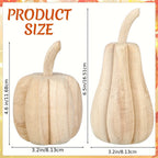 S Hand-carved Paulownia Wood Pumpkins - 6.5" & 4.5" Farmhouse Thanksgiving Decor, Natural Wood Grain... - House Of Avana