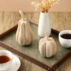 S Hand-carved Paulownia Wood Pumpkins - 6.5" & 4.5" Farmhouse Thanksgiving Decor, Natural Wood Grain... - House Of Avana