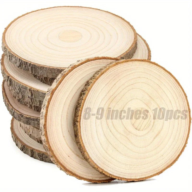 S Large Unfinished Wood Slices - 8-9 Inch Rustic Wooden Circles for Diy Crafts, Wedding Decor, Table... - House Of Avana