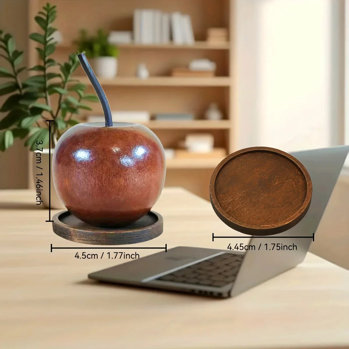 S Wooden Apple-shaped Diffuser, Suitable for Cars, Home & Desktop Decor with Tray, Natural Wooden... - House Of Avana