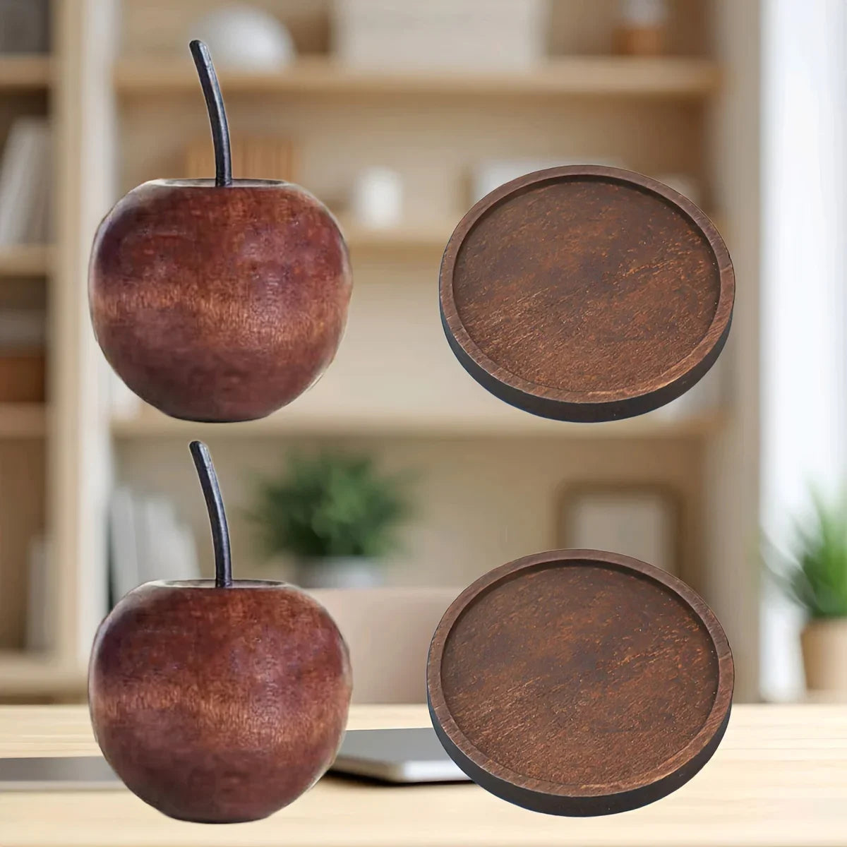 S Wooden Apple-shaped Diffuser, Suitable for Cars, Home & Desktop Decor with Tray, Natural Wooden... - House Of Avana