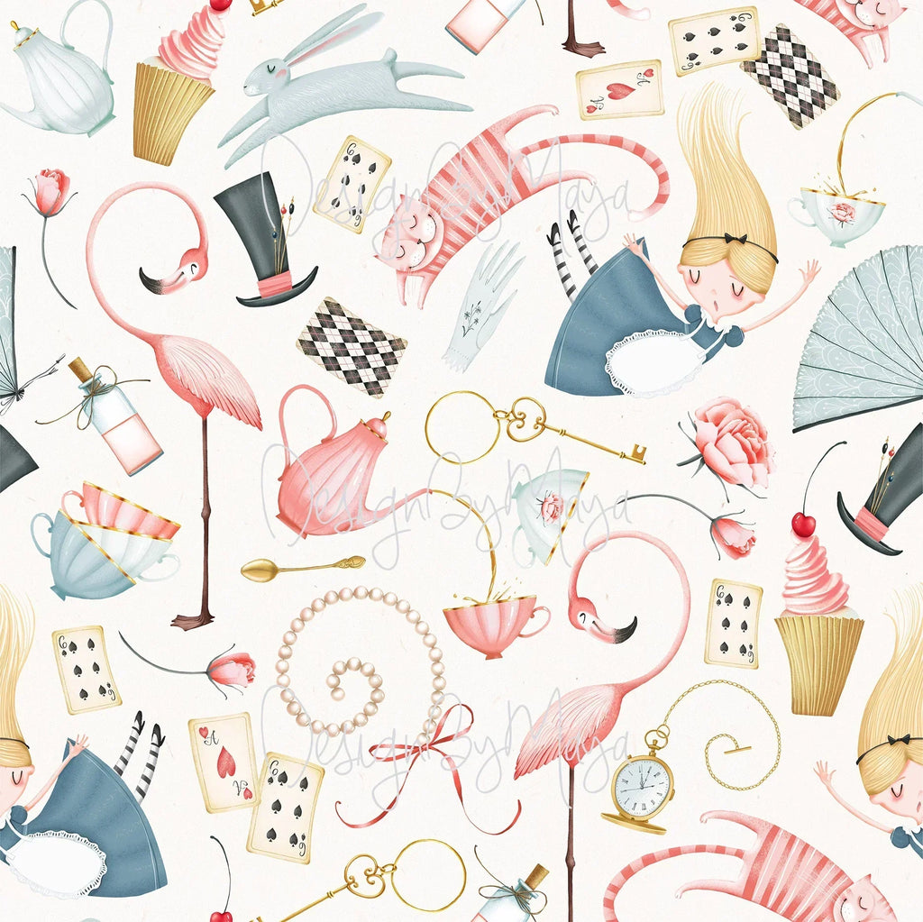 Alice in Wonderland - Nursery Wall Decor Wallpapers, back view - House Of Avana