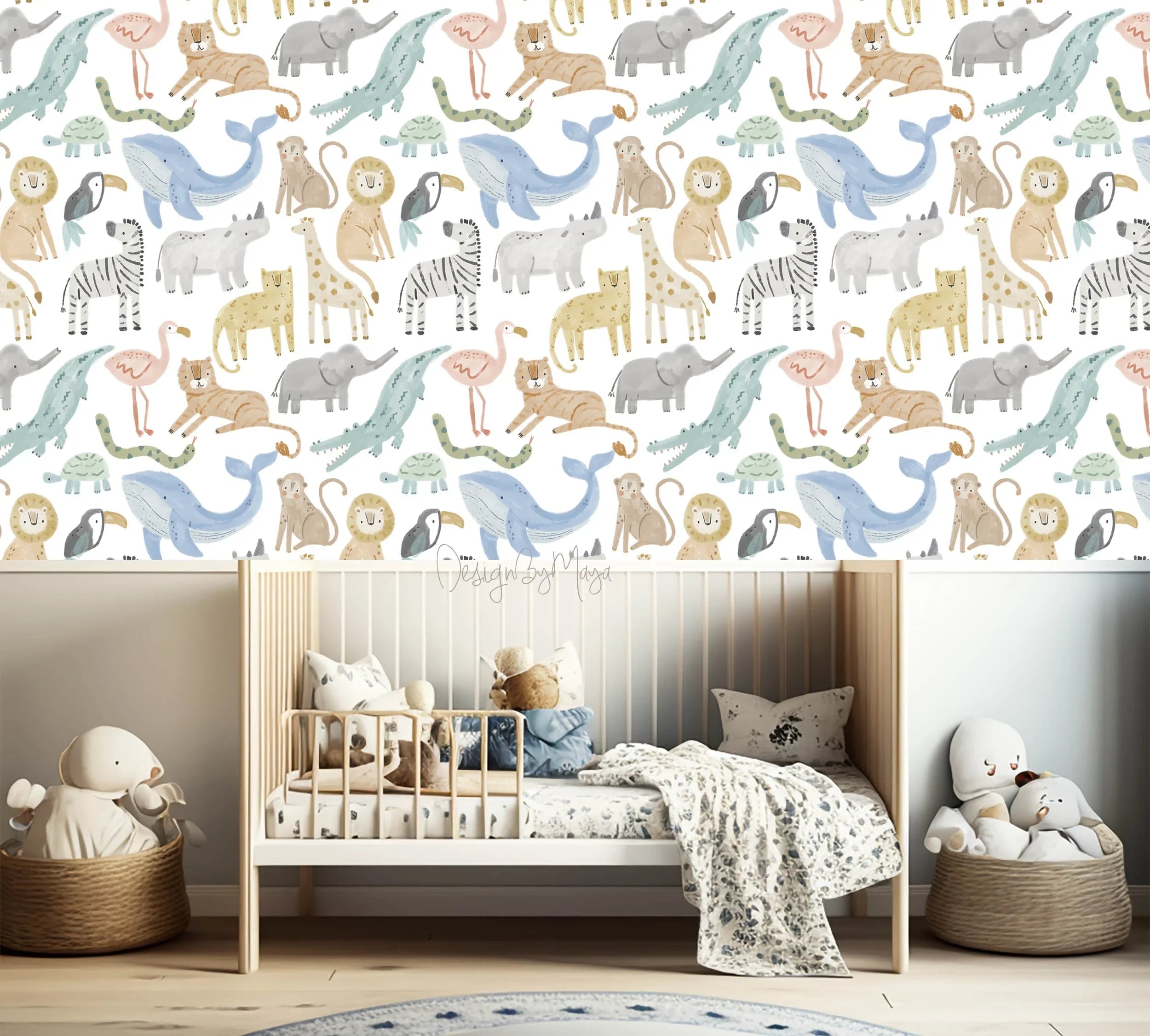 Alphabet Wallpaper - Nursery Wall Decor Wallpapers, alternate view - House Of Avana