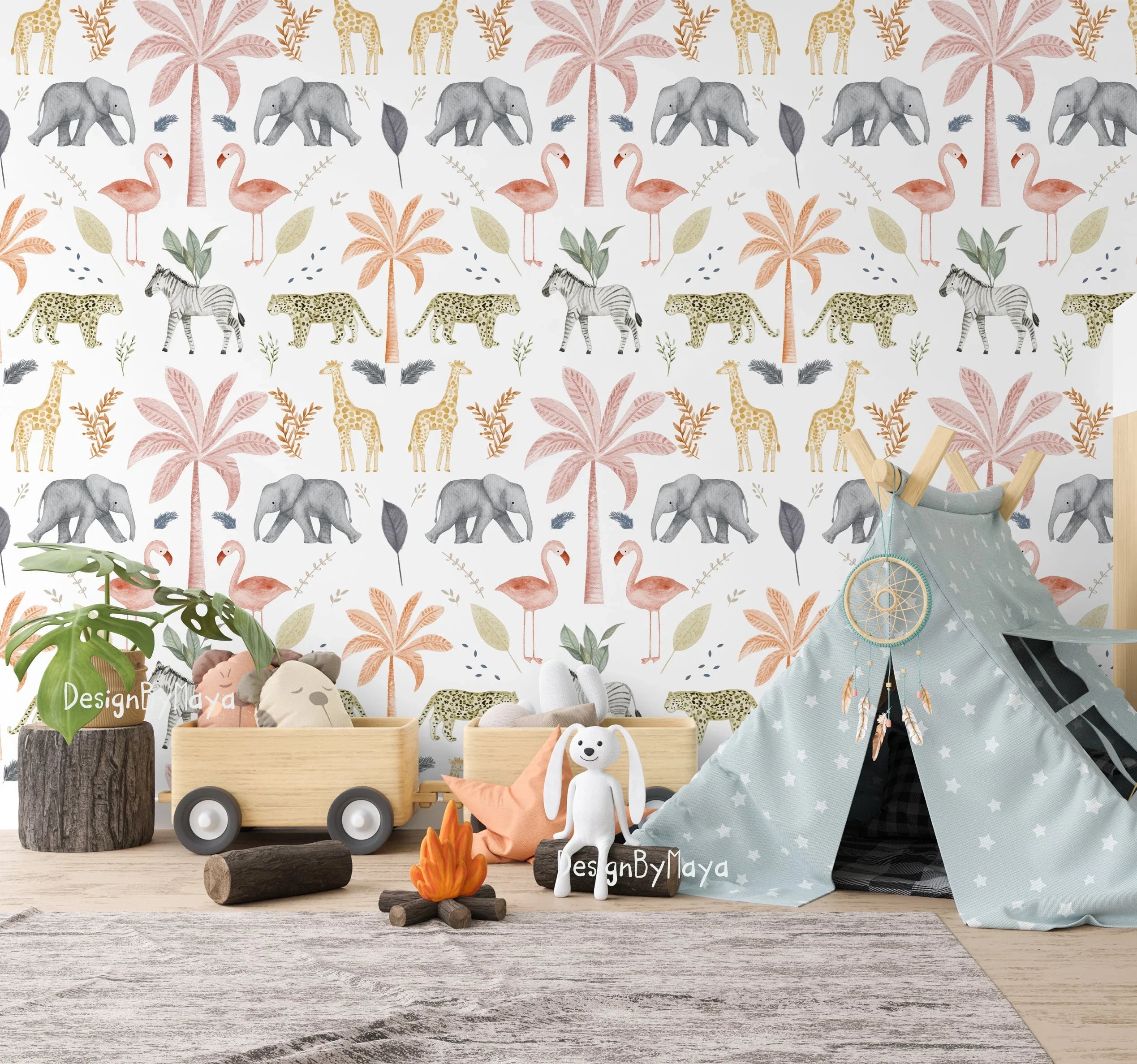 Alphabet Wallpaper - Nursery Wall Decor Wallpapers, angled view - House Of Avana