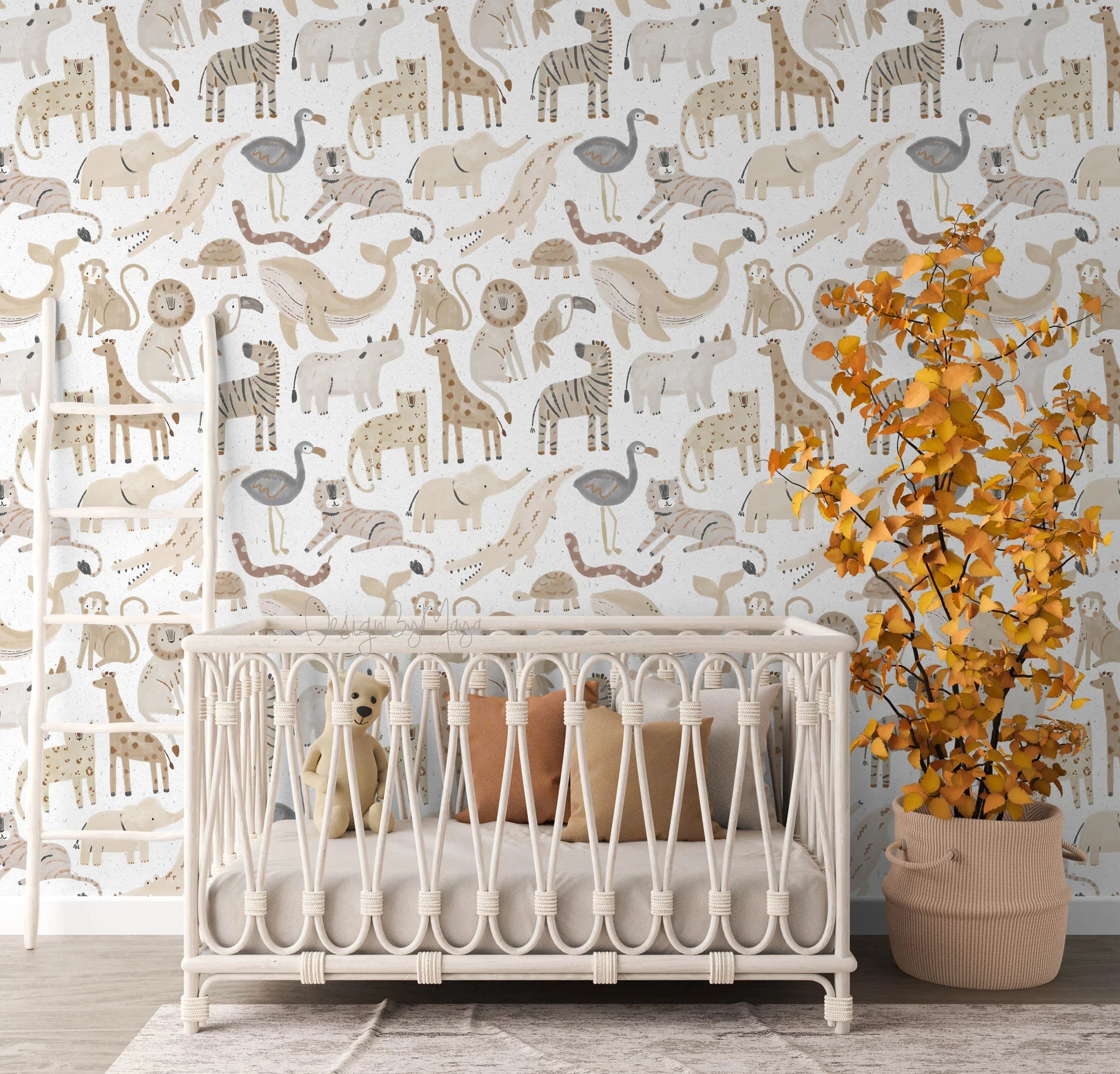 Alphabet Wallpaper - Nursery Wall Decor Wallpapers, close-up view - House Of Avana