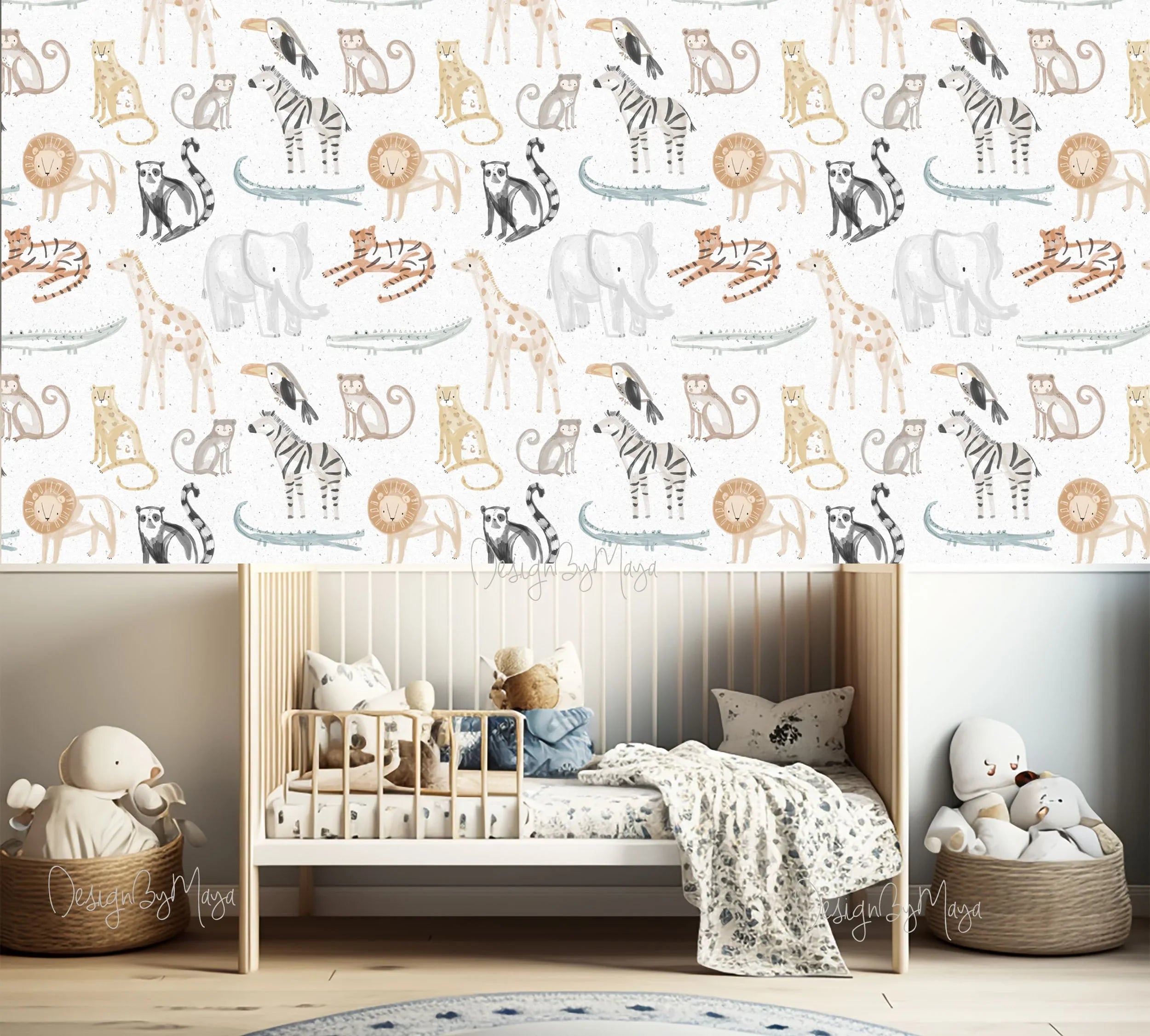 Arctic Animals Wallpaper - Nursery Wall Decor Wallpapers, angled view - House Of Avana