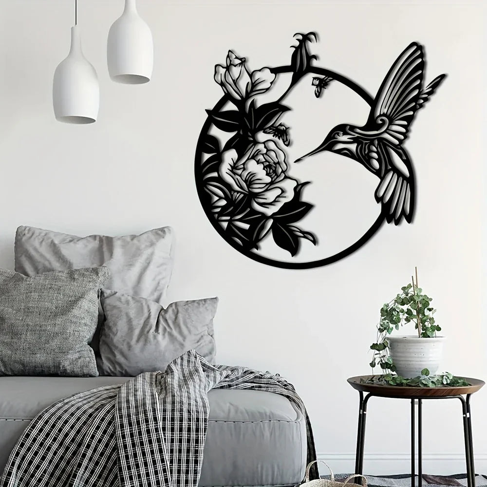 Circular Hummingbird Wall Art Decor, lifestyle image - House Of Avana