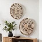 Woven Wall Hanging Decor, S Circular Plaited Ornaments, Handcrafted, No Electricity Required, back view - House Of Avana
