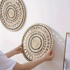 Woven Wall Hanging Decor, S Circular Plaited Ornaments, Handcrafted, No Electricity Required, front view - House Of Avana