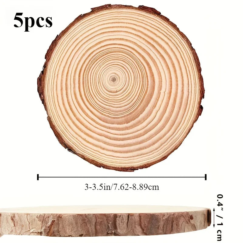 S Rustic Pine Wood Slices with Bark - Pre-sanded & Polished Natural Wood Discs, 3-5.5 Inch Diameter... - House Of Avana