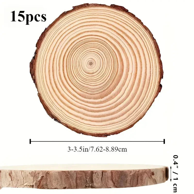 S Rustic Pine Wood Slices with Bark - Pre-sanded & Polished Natural Wood Discs, 3-5.5 Inch Diameter... - House Of Avana
