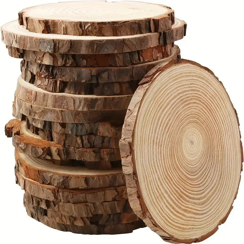 S Rustic Pine Wood Slices with Bark - Pre-sanded & Polished Natural Wood Discs, 3-5.5 Inch Diameter... - House Of Avana
