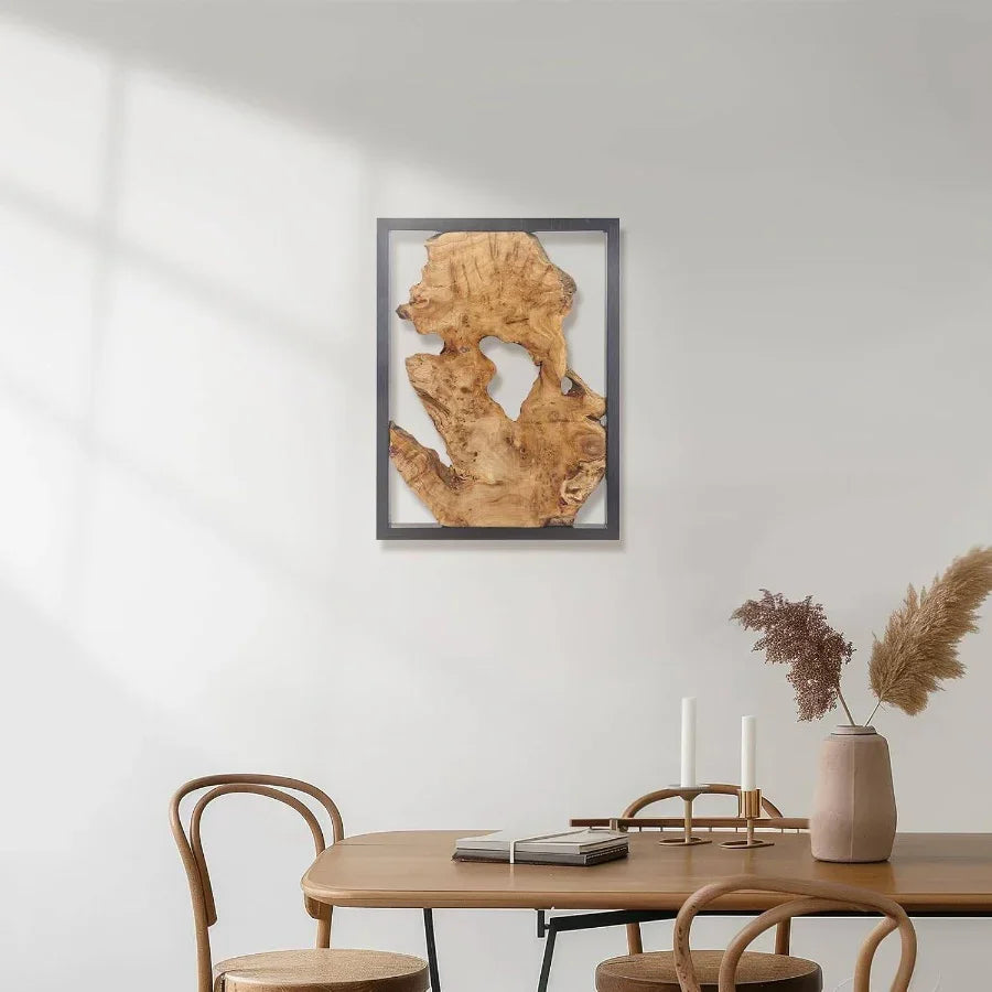 Natural Wood Wall Decor 16'' - Handcrafted Rustic Charm, angled view - House Of Avana