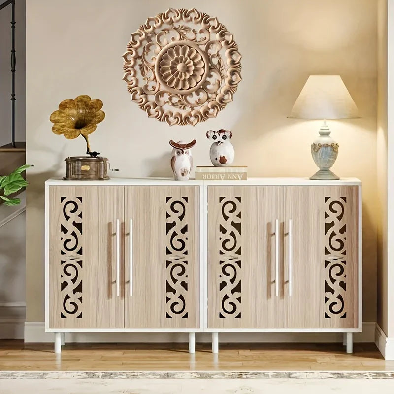 Round Wooden Onlays, 12cm/15cm/20cm/24cm Decorative Wood Appliques, Unpainted Carved Decals Center Decor... - House Of Avana