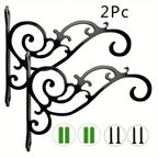 [Elegant Swirl Hooks] 2pcs or 4pcs Black Iron Hooks - Elegant Swirl Design Metal Bracket for Hanging Plants, Lanterns, And Wind Chimes | Indoor And Outdoor Home Decoration, Easy Installation House Of Avana