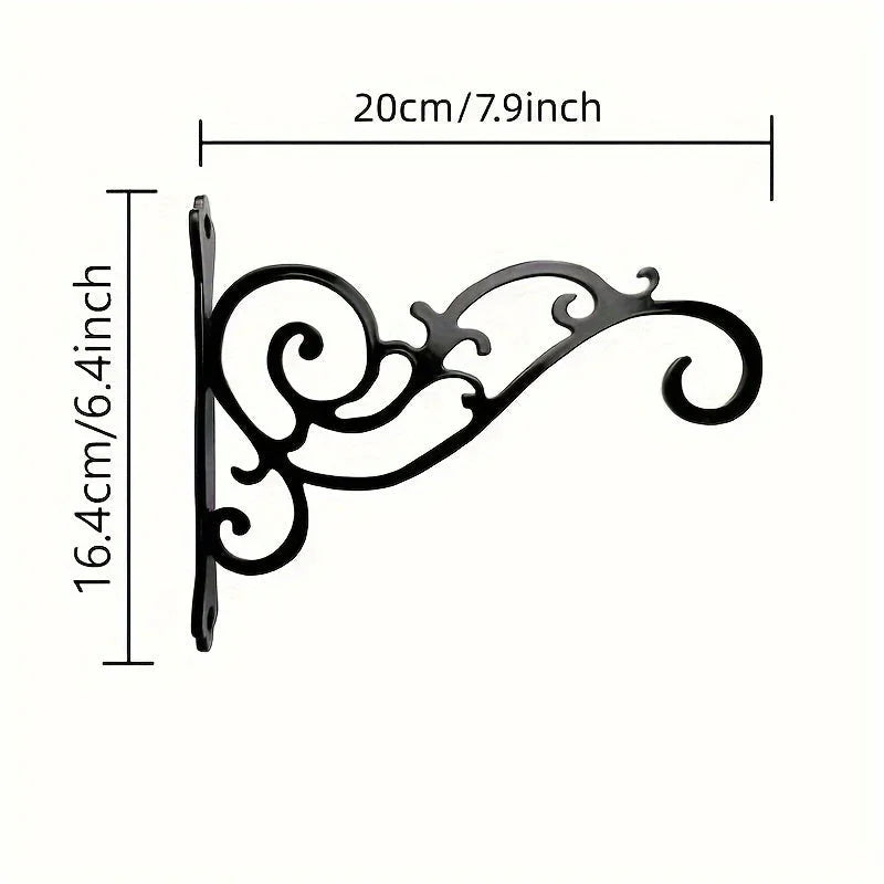 [Elegant Swirl Hooks] 2pcs or 4pcs Black Iron Hooks - Elegant Swirl Design Metal Bracket for Hanging Plants, Lanterns, And Wind Chimes | Indoor And Outdoor Home Decoration, Easy Installation House Of Avana