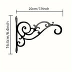 [Elegant Swirl Hooks] 2pcs or 4pcs Black Iron Hooks - Elegant Swirl Design Metal Bracket for Hanging Plants, Lanterns, And Wind Chimes | Indoor And Outdoor Home Decoration, Easy Installation House Of Avana