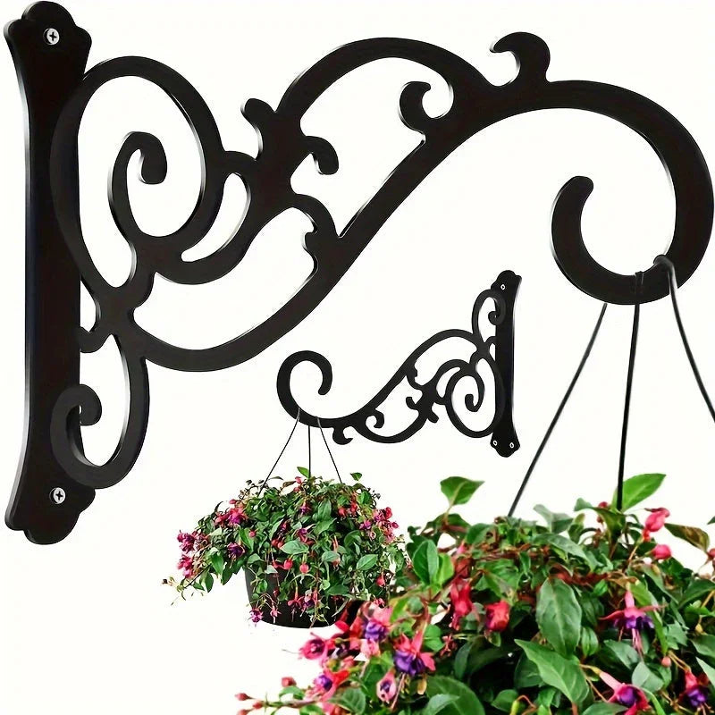 [Elegant Swirl Hooks] 2pcs or 4pcs Black Iron Hooks - Elegant Swirl Design Metal Bracket for Hanging Plants, Lanterns, And Wind Chimes | Indoor And Outdoor Home Decoration, Easy Installation House Of Avana